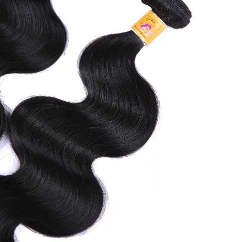 MarchQueen Indian Virgin Hair Body Wave Human Hair Weave 3 Bundle Deals Natural Black Color 1b#