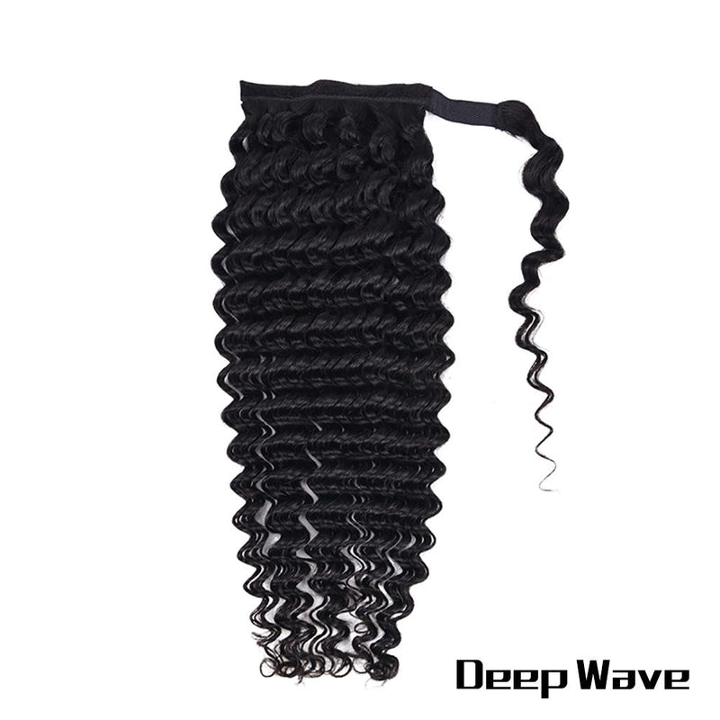 Clip in Human Hair Ponytail Wrap Around Ponytail Hair Extensions Easy To Wear For Black Women