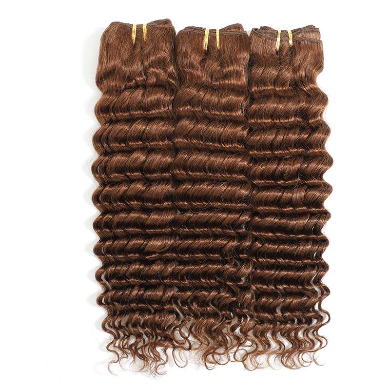 MarchQueen Deep Wave Human Hair Extensions Cheap Good Weave 3 Bundles 4# Cheap Brazilian Hair For Sale
