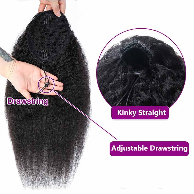 MarchQueen Drawstring Ponytail Clip In Hair Extensions,100% Virgin Human Hair Drawstring Ponytail, 100g-130g/ponytails. 10-26inch