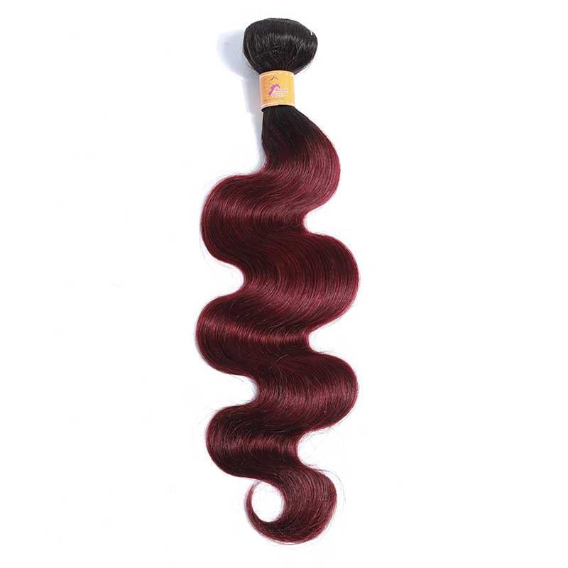 Marchqueen Ombre Human Hair 3 Bundles T1b/99j Red Wine Two Tone Hair Weave