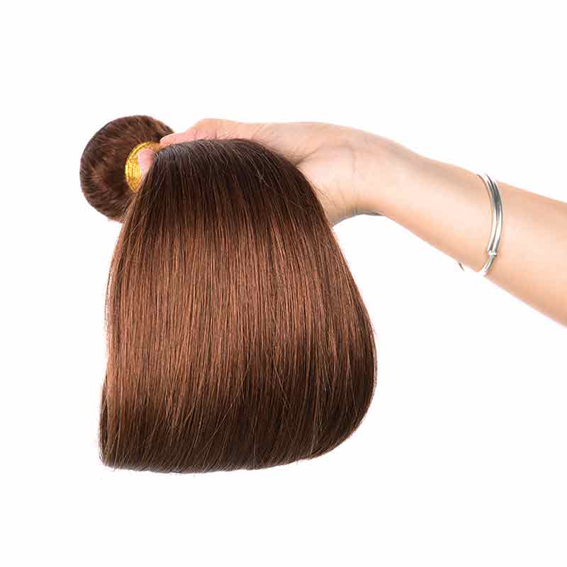 MarchQueen #30 Medium Brown Human Hair Weave 4 Bundles Straight Hair With Closure