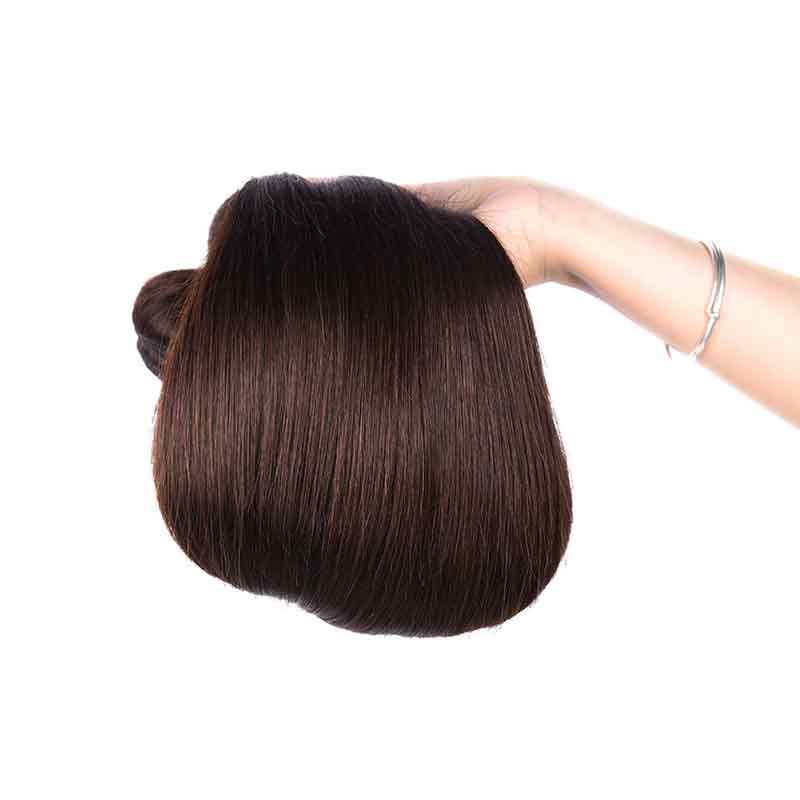 MarchQueen Color Weave Hair 2# Brown Human Hair Straight Hair 3 Bundles With Closure