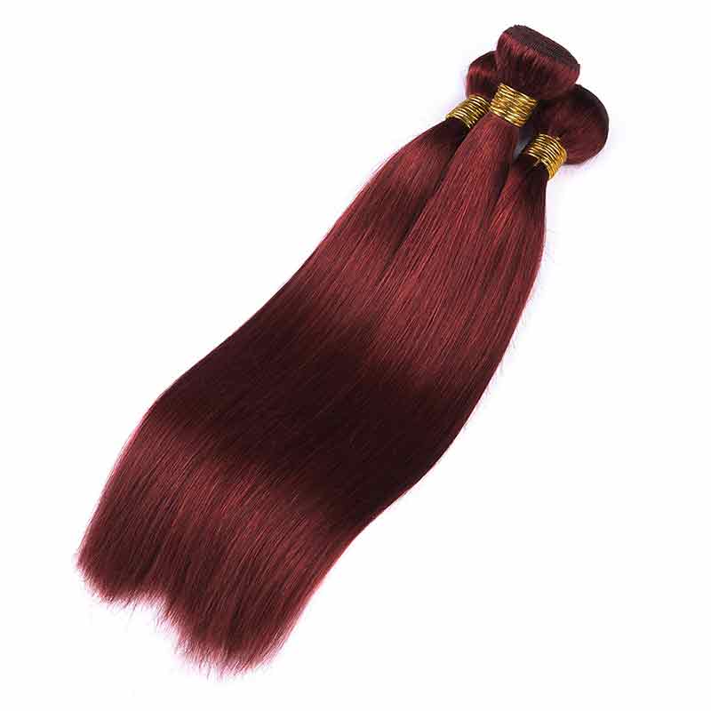 MarchQueen Color Weave Hair 33# Straight Human Hair 3 Bundles With Lace Closure