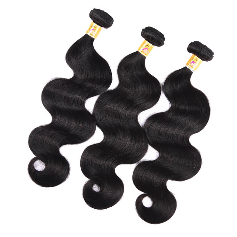 MarchQueen Pre Plucked 360 Frontal With 3 Bundles Of Brazilian Body Wave 1b#