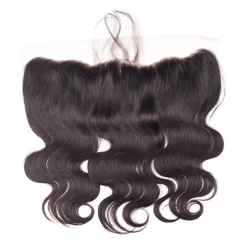 MarchQueen 13x4 Lace Frontal Closure With 3 Bundles Of Malaysian Body Wave Hair 1b#