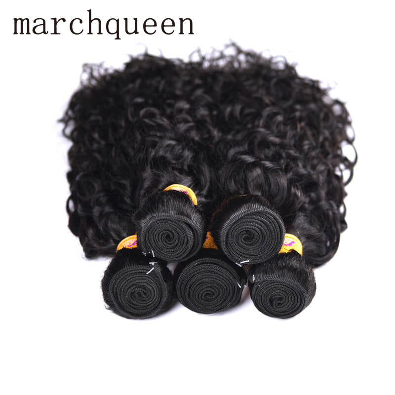 MarchQueen Brazilian Water Wave Hair 13x4 Lace Frontal Closure With 4 Bundles 1b