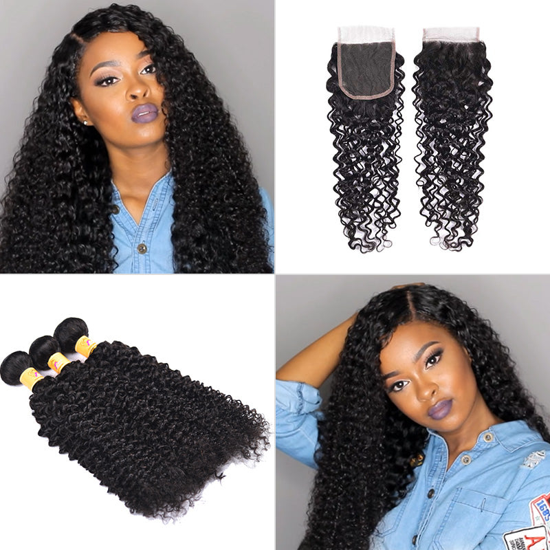 peruvian curly bundles with closure