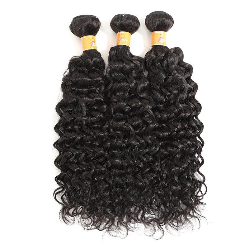 Cheap Jerry Curl 3 Bundles With Frontal Curly Hair Extensions 1b#