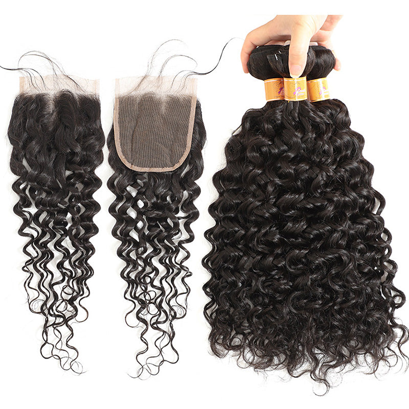 MarchQueen Malaysian Virgin Hair Jerry Curl 3 Bundles With Closure Affordable Virgin Hair Bundles And Closure