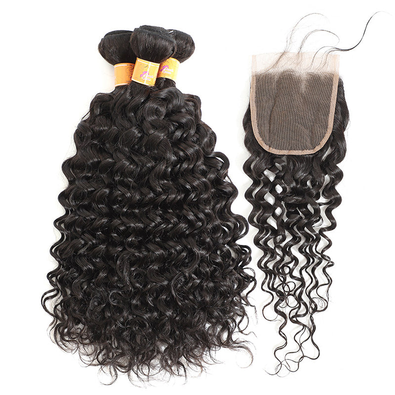 MarchQueen Peruvian Virgin Hair Jerry Curl 3 Bundles With Closure Wholesale Hair Weave Extensions For Sew In