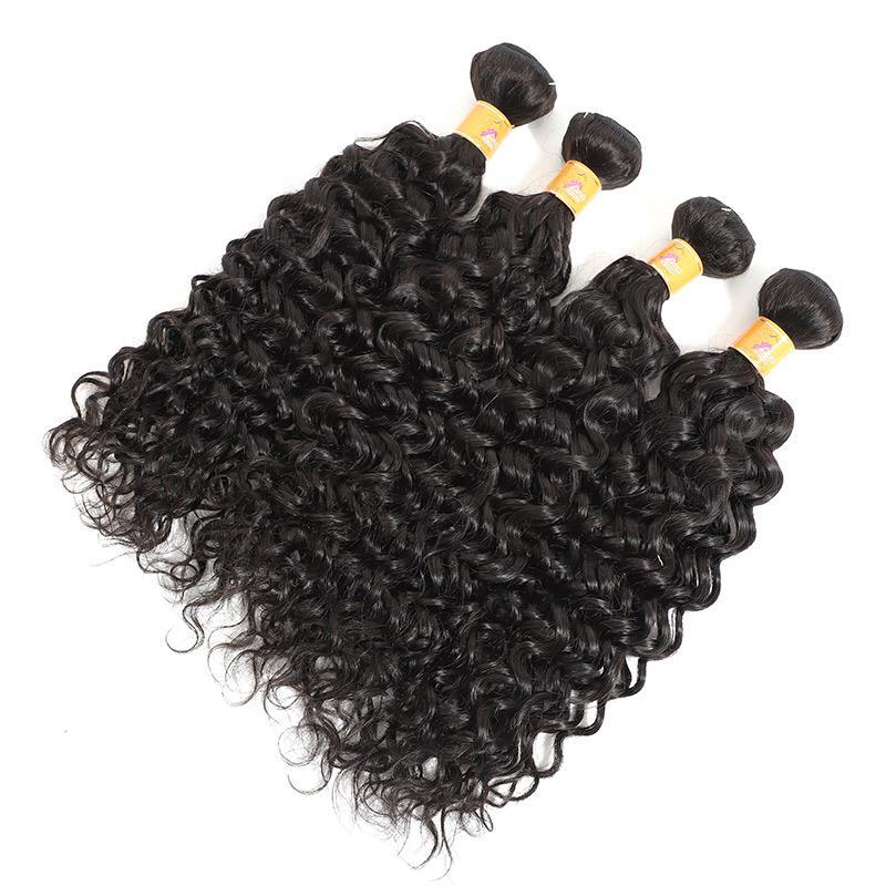 Cheap Jerry Curl 4 Bundles With Lace Frontal Peruvian Hair Extensions
