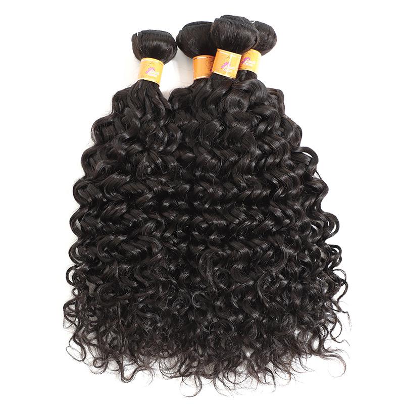 Indian Hair Weave Jerry Curl 4 Bundles with Lace Closure Extension 
