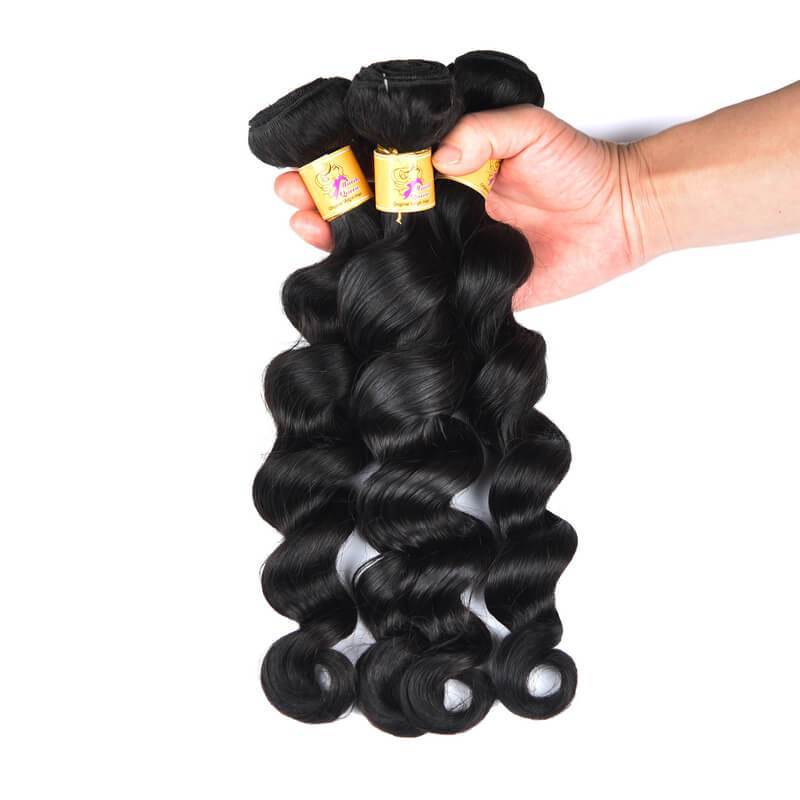 MarchQueen Peruvian Loose Deep Wave Virgin Hair Weave 4 Bundles Deals 1b#