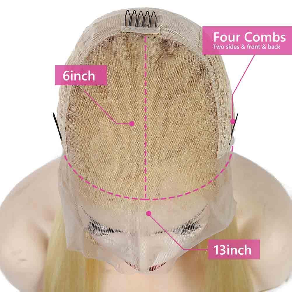 MarchQueen Blonde Human Hair Wig 13x4 Silky Straight Lace Frontal Wig 150% Density 613#