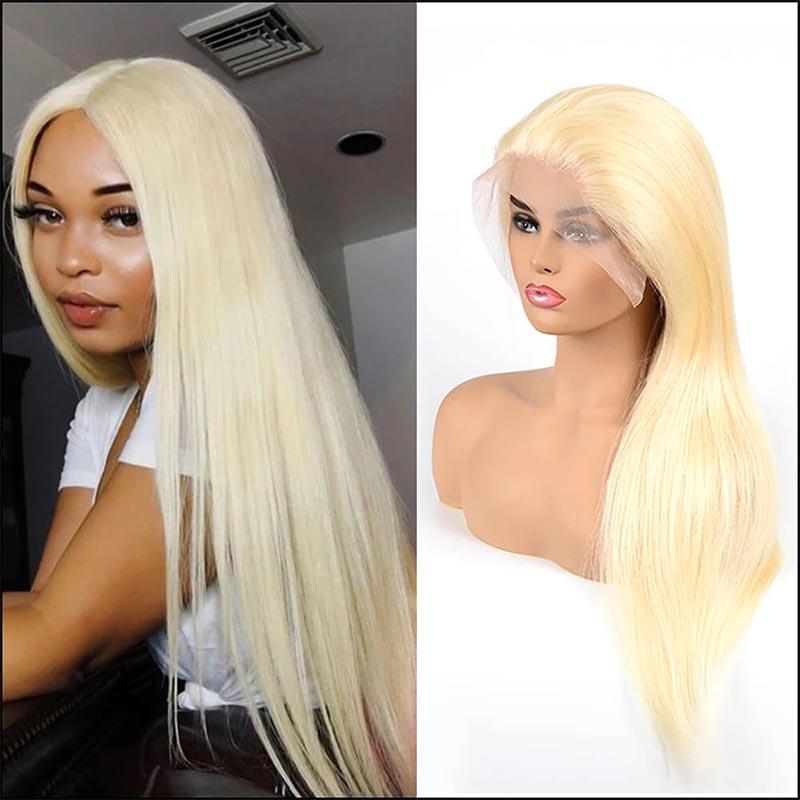 MarchQueen Blonde Human Hair Wig 13x4 Silky Straight Lace Frontal Wig 150% Density 613#