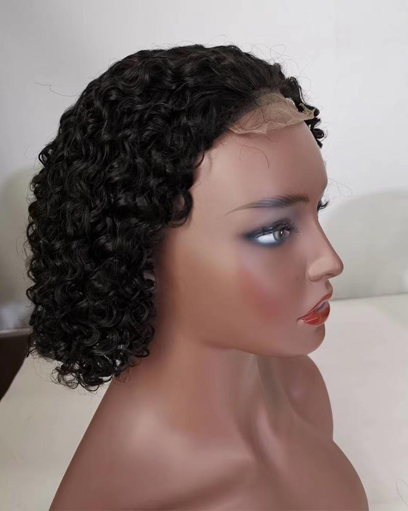 Brazilian Curly Human Hair Wigs 4x4 Short Bob Wig 150% Remy Human Hair Lace Closure Wigs Pre Plucked With Baby Hair