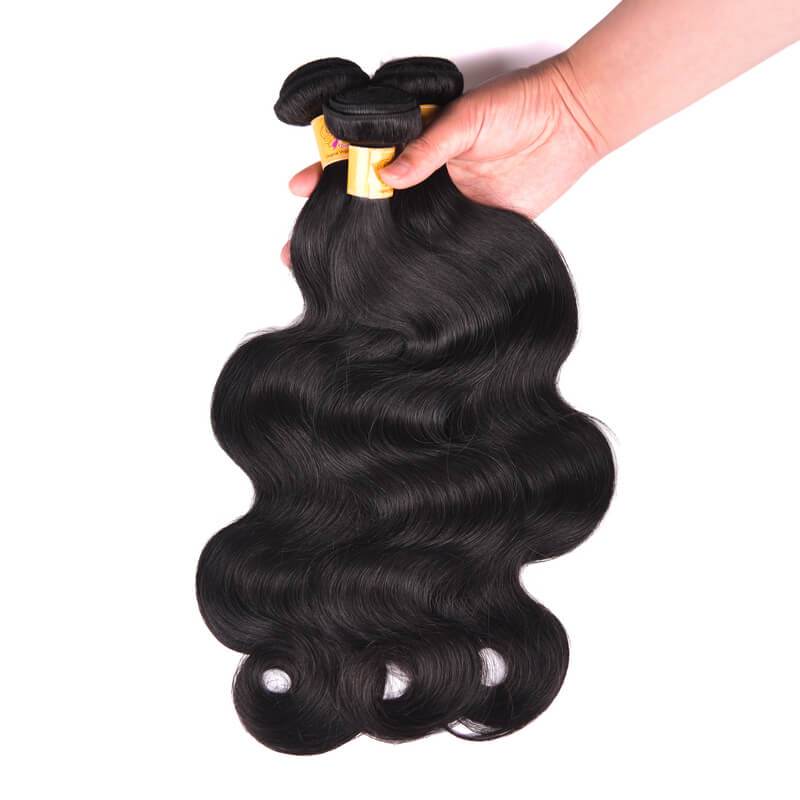 MarchQueen 3 Bundles Body Wave Hair With Lace Frontal Hair Closure 13x4
