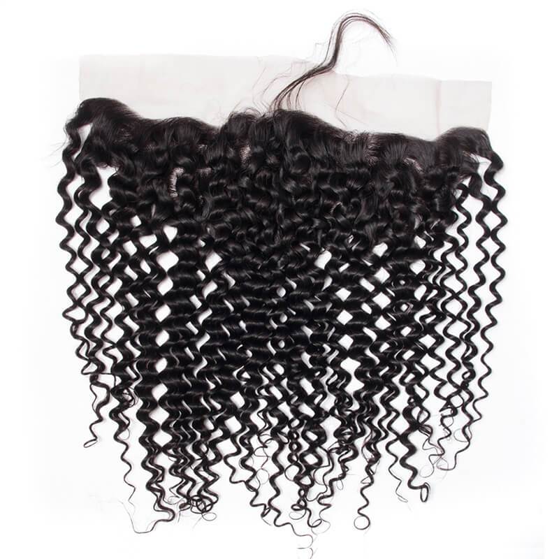 MarchQueen Brazilian Curly Hair Lace Closure With 4 Bundles Virgin Hair 1b#