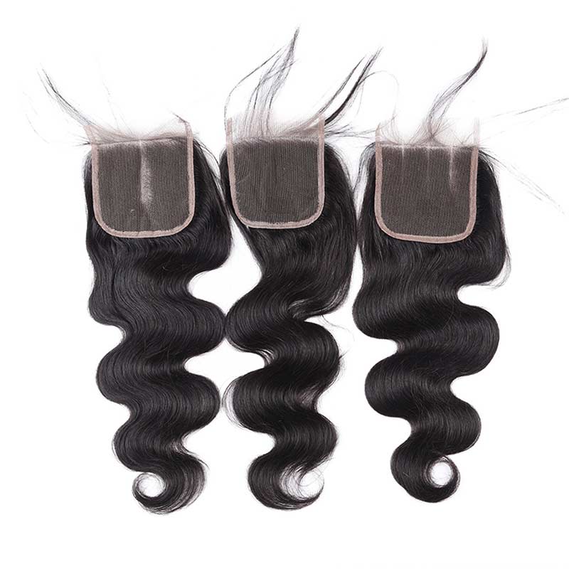 MarchQueen Brazilian Virgin Hair Body Wave Hair 4 Bundles With Lace Closure 1b#