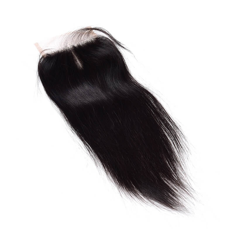 MarchQueen Brazilian Virgin Hair Straight Hair Weave 4 Bundles With Lace Closure 1b#