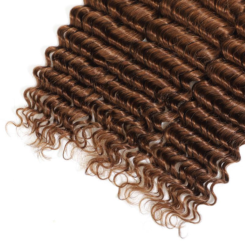 Deep Wave Human Hair Extensions Cheap Good Weave 3 Bundles 4#