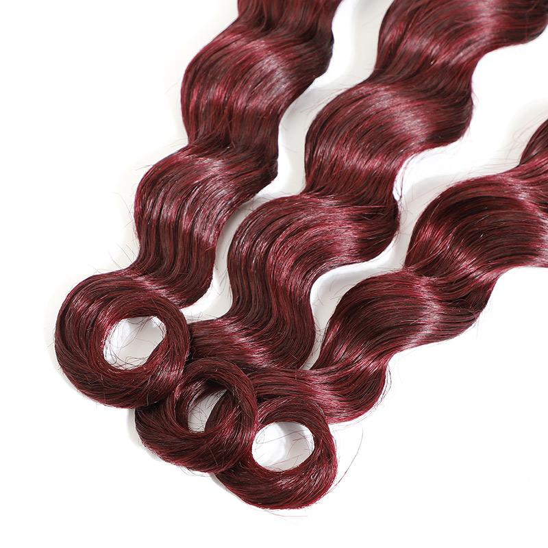 Peruvian Remy Hair Loose Deep Wave Real Human Hair 3 Bundles 1b/99j