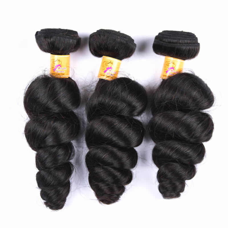 MarchQueen Malaysian Loose Wave Hair 3 Bundles With Lace Closures Human Hair 1b#