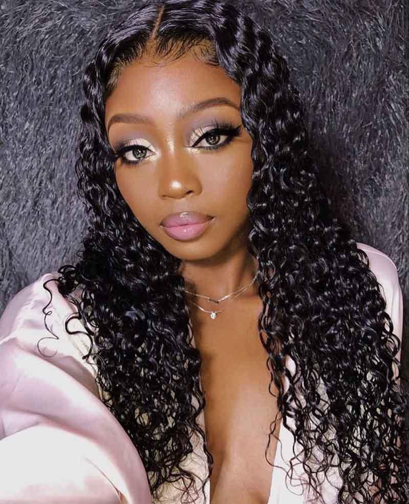 MarchQueen 180% Density Curly Lace Closure Wigs Brazilian 4x4 Lace Front Human Hair Wigs Natural Color for Black Women