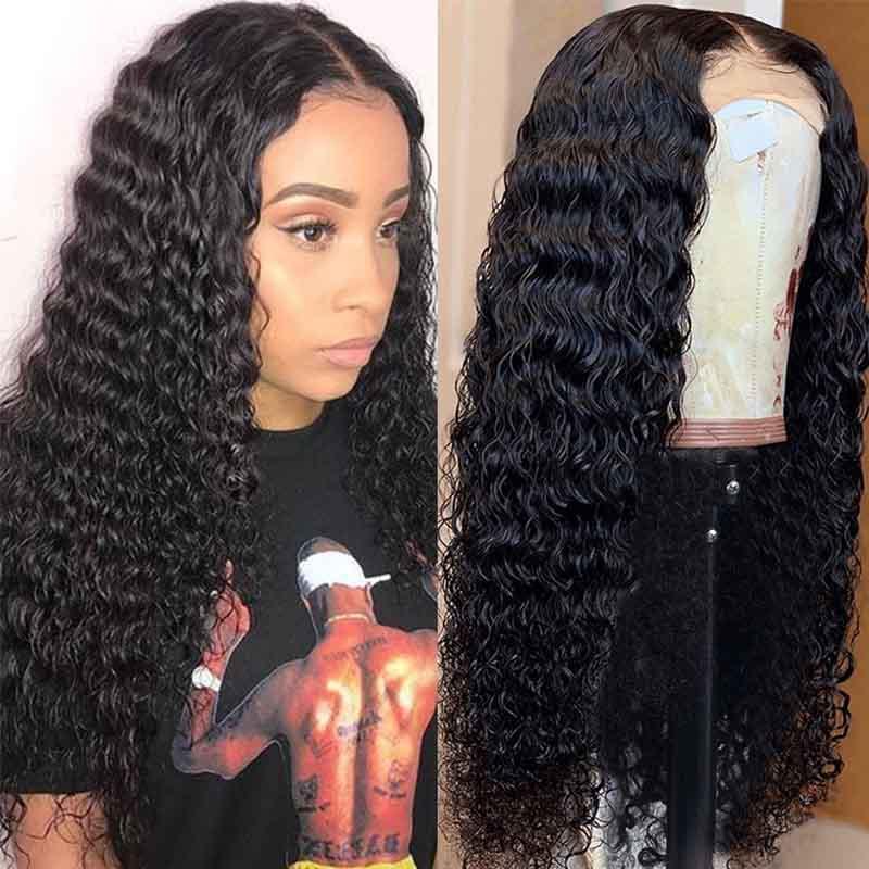 MarchQueen Deep Curly 4x4 Lace Closure Wigs Indian Human Hair Wigs Deep Wave Remy Hair Lace Front Wigs For Black Women