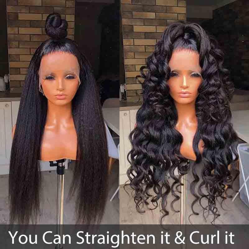 MarchQueen Kinky Straight Wig Full Lace Human Hair Wigs For Women Realistic Natural Hairline 250 Density