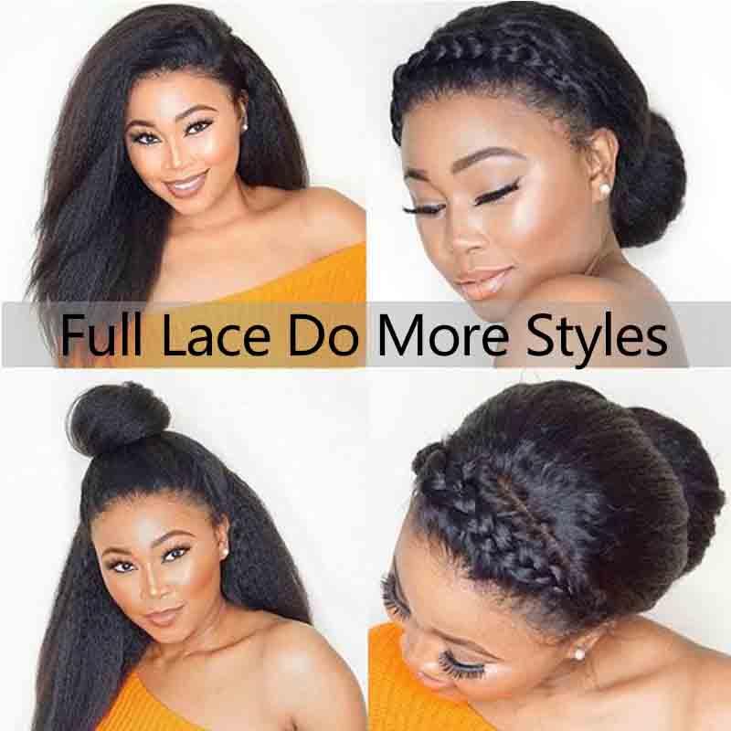 MarchQueen Kinky Straight Wig Full Lace Human Hair Wigs For Women Realistic Natural Hairline 250 Density