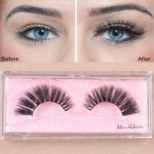 MarchQueen Long 3D Mink Lashes Natural Long False Eyelashes Dramatic Volume Fake Lashes Makeup Extension Eyelash