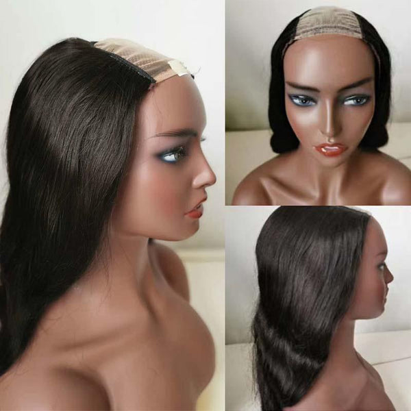 MarchQueen U Part Wig Glue Free Affordable Human Hair Half Wig 2x4 Middle U Part Wigs
