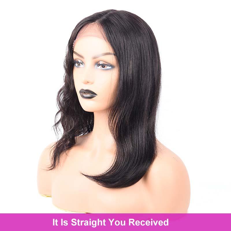 MarchQueen Wet And Wavy Wigs Natural Wave 5.5 Inch T Part Human Hair Wet N Wavy Lace Front Wig