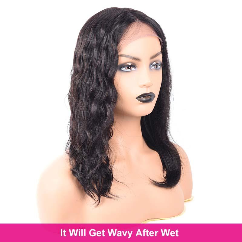 MarchQueen Wet And Wavy Wigs Natural Wave 5.5 Inch T Part Human Hair Wet N Wavy Lace Front Wig