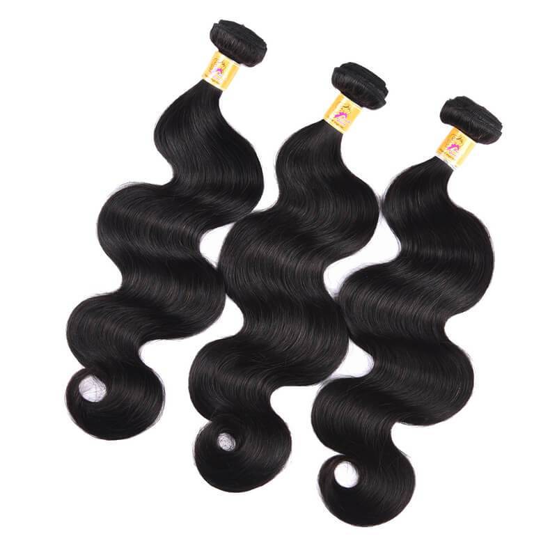 MarchQueen Brazilian Remy Hair Body Wave Human Hair Weave 3 Bundle Deals Cheap Virgin Hair Natural Color 1b#