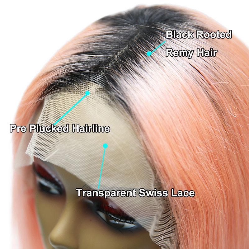 Lace Front Human Hair Bob Wig Pre Plucked with Baby Hair