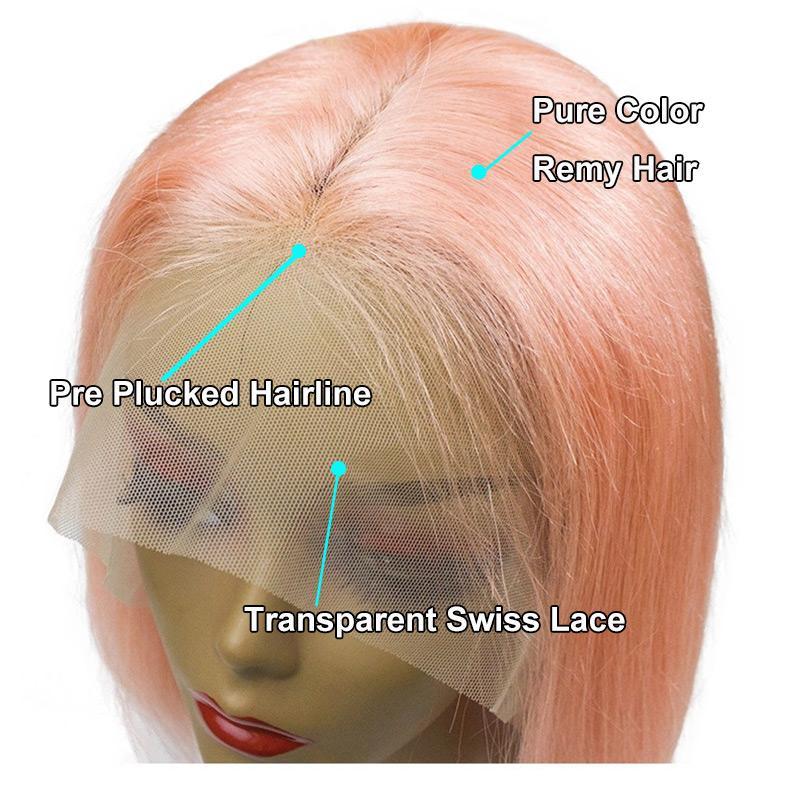 Transparent Lace Front Colored Bob Wig 14" Pre Plucked natural hairline