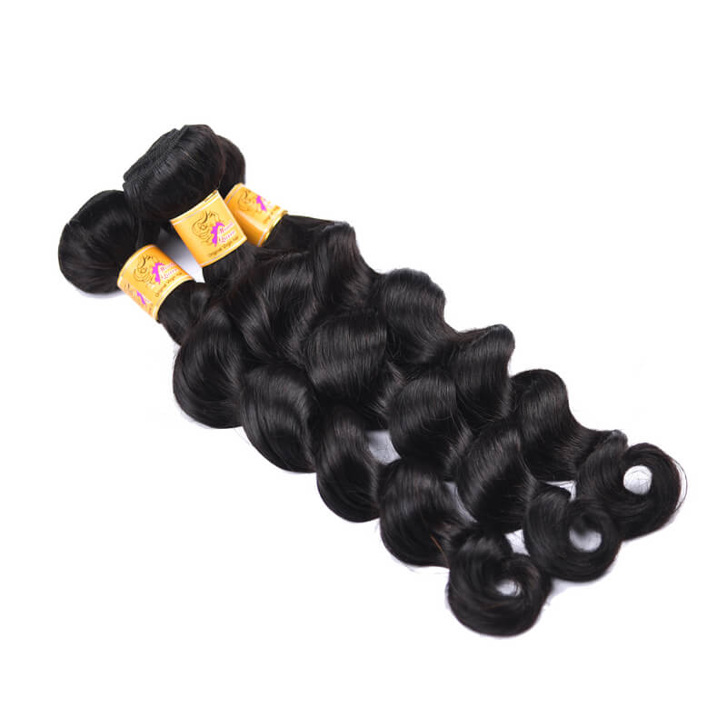 MarchQueen Peruvian Loose Deep Wave Virgin Hair 3 Bundles With 13x4 Lace Frontal