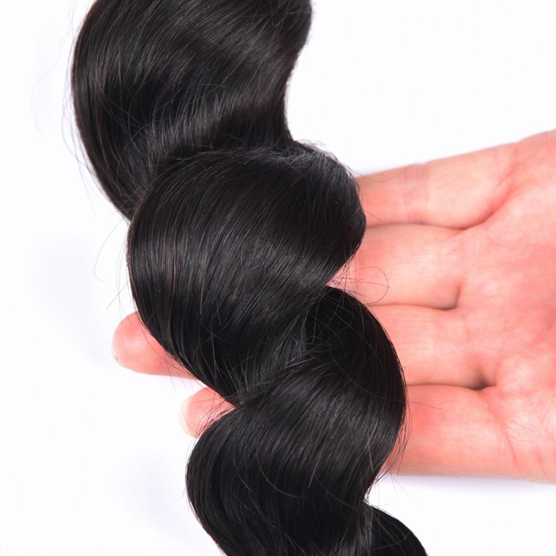 MarchQueen Quick Seller Peruvian Loose Deep Wave Human Hair Weave 3 Bundles Natural Color 1b#