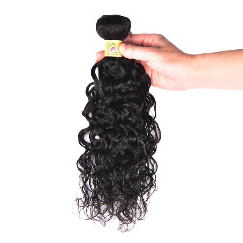 MarchQueen Water Wave Virgin Hair Extension Raw Indian Hair Weave 4 Bundles 1b#