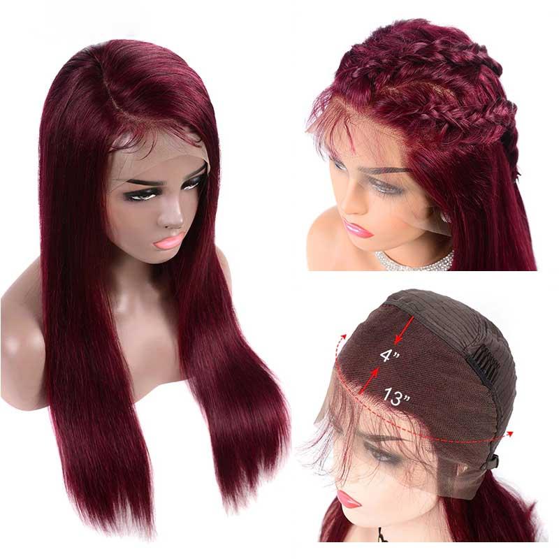 MarchQueen Burgundy 99j Colored Human Lace Front Wigs 180% Density Pre Plucked For Women