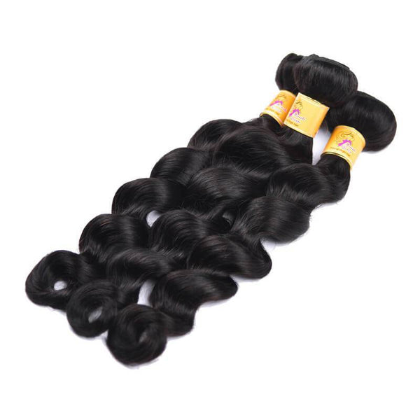 Marchqueen Brazilian Loose Deep Wave Hair Weave Unprocessed Hair 3 Bundle Deals 1b#