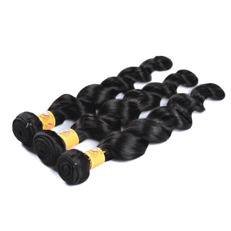 Marchqueen Brazilian Loose Deep Wave Hair Weave Unprocessed Hair 3 Bundle Deals 1b#