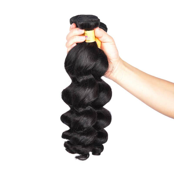 MarchQueen Brazilian Loose Wave Human Hair Weave 3 Bundles Of Hair Extension 1b#