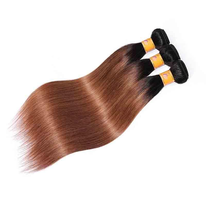 Marchqueen T1B/30 Colored Hair 3 Bundles Ombre Human Hair Weave Straight