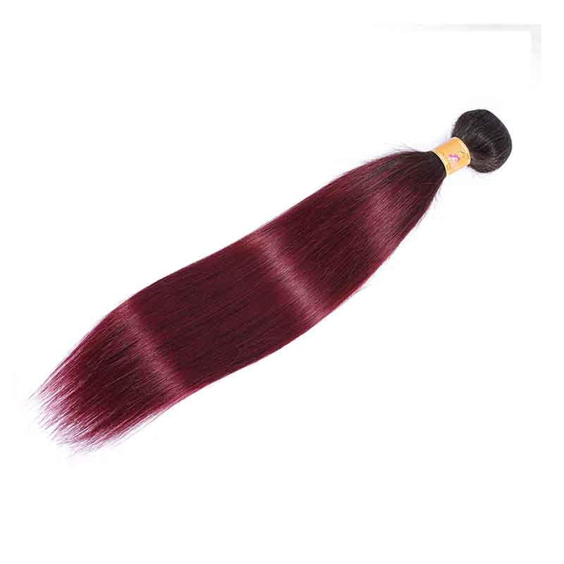 Marchqueen T1B/99J Wine Red Ombre Weave Straight Virgin Human Hair 3 Bundles