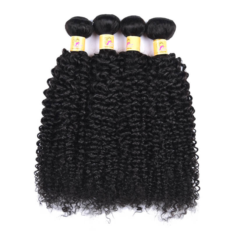 MarchQueen Peruvian Virgin Hair Curly Weave 4 Bundles With Closure 1b# For Sale