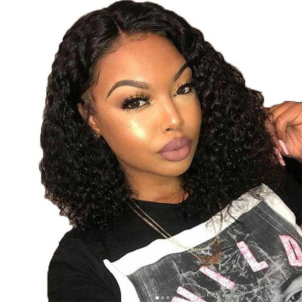 Brazilian Curly Human Hair Wigs 4x4 Short Bob Wig 150% Remy Human Hair Lace Closure Wigs Pre Plucked With Baby Hair